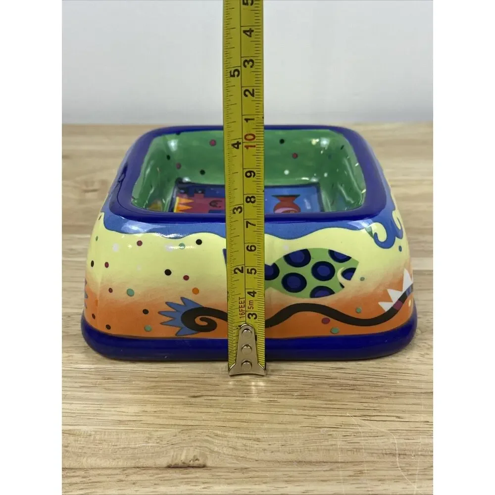 2002 Milson & Louis Ceramic Cat Food Bowl Dish Whimsical Colorful Pets